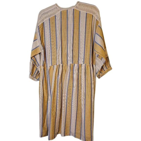 Raw Edge dress, button front yellow/blue. Size L NWOT. - Picture 3 of 6